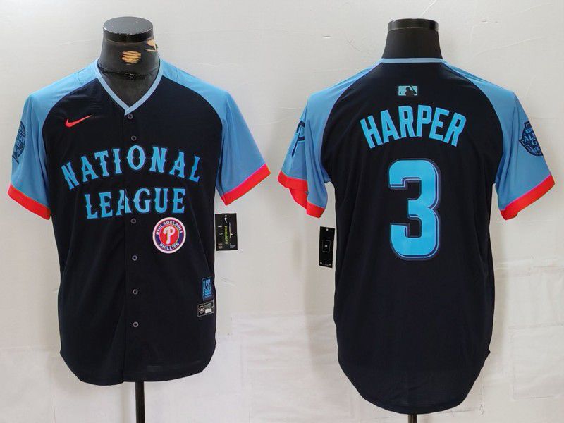 Men Philadelphia Phillies #3 Harper Blue All star 2024 Nike MLB Jersey style 6